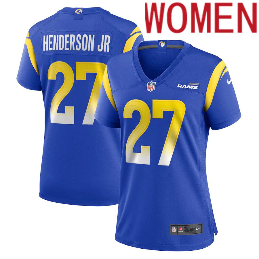 Women Los Angeles Rams #27 Darrell Henderson Jr Nike Royal Game NFL Jersey->women nfl jersey->Women Jersey